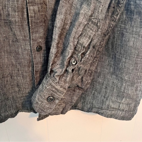 Claiborne 100% Linen Gray Long Sleeve Button Down Slim Fit Men's XXL Breathable - Picture 6 of 8